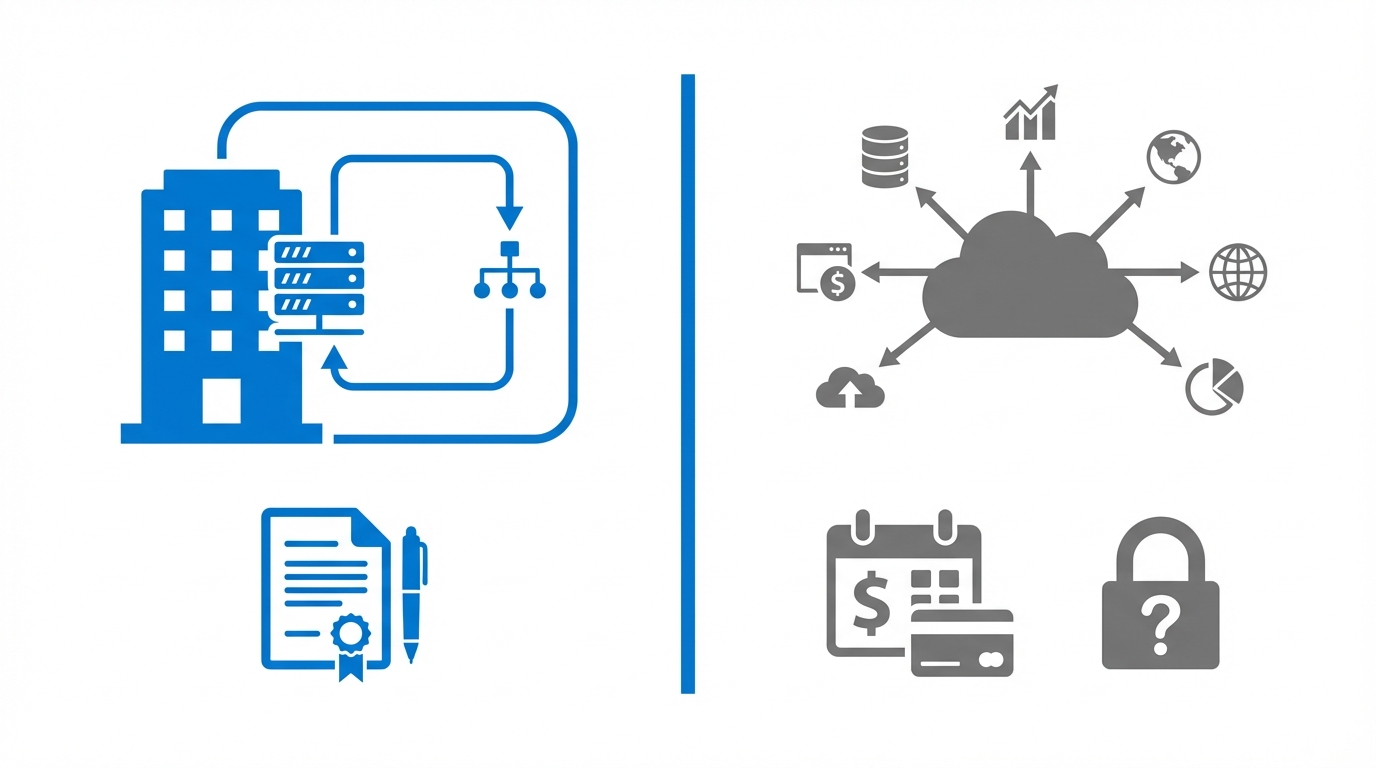 オンプレミス導入とSaaS導入の比較 — データフロー・コントロール・納品物の違い